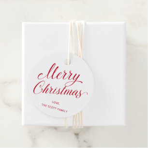 Etiquetas Para Lembrancinhas Natal Elegante de Script Vermelho Moderno Simples