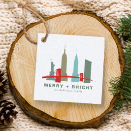 Etiquetas Para Lembrancinhas Natal em Nova York, Arquitetura Skyline Gift