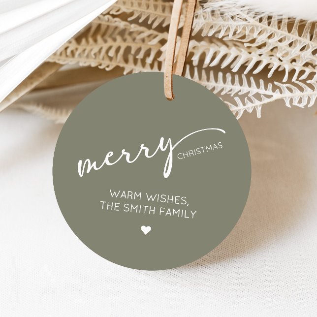Etiquetas Para Lembrancinhas Natal Redondo Moderno (Modern Merry Christmas Holiday Favor Tags)