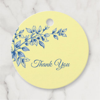 Etiquetas Para Lembrancinhas Navy Blue and Yellow Floral Thank You Card