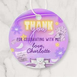 Etiquetas Para Lembrancinhas Neon Glow Sleepover Slumber Party - Obrigado