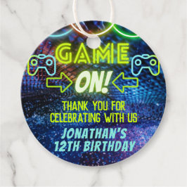Etiquetas Para Lembrancinhas Neon Green Glow Game On Boys Gaming Birthday