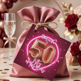 Etiquetas Para Lembrancinhas Neon Hot Pink Fifty and Fabulous 50th Birthday