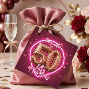 Etiquetas Para Lembrancinhas Neon Rosa Quarenta e Cinco e Fabuloso Aniversário