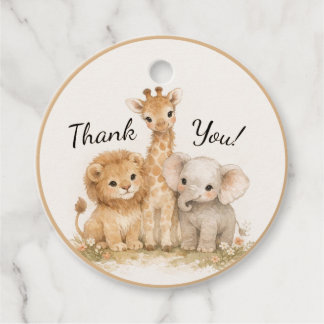 Etiquetas Para Lembrancinhas Neutral Safari Cute Animals Lion Giraffe Elephant