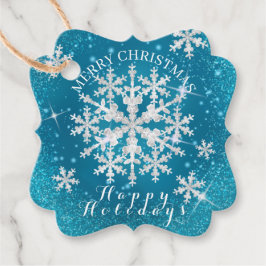 Etiquetas Para Lembrancinhas Neve Flakes Aqua White