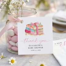 New Chapter Baby Shower Watercolor Pink Thank you
