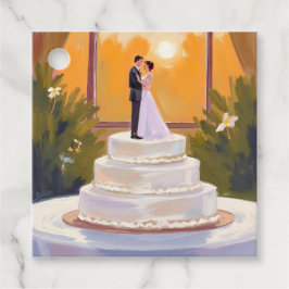 Etiquetas Para Lembrancinhas Noiva e Noivo de Bolo de Casamento Morena Aquarela