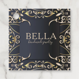 Etiquetas Para Lembrancinhas Nome Comercial Barroco Negro e Dourado de Luxo
