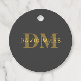 Etiquetas Para Lembrancinhas Nome do na moda e Monograma | Cinza Dourada e escu