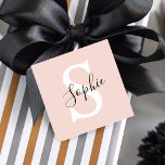 Etiquetas Para Lembrancinhas Nome Personalizado Moderno Monograma Pastel Rosa<br><div class="desc">Nome Personalizado Moderno Monograma Pastel Rosa</div>