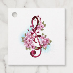 Etiquetas Para Lembrancinhas Notas de clave de trecho musical com flores de Sak