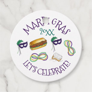 Etiquetas Para Lembrancinhas Nova Orleans Mardi Gras Beignet Miçanga Mask Po'Bo