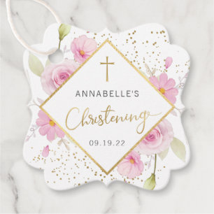 Etiquetas Para Lembrancinhas O Elegante Floral Christening Agradece-Lhe As Etiq