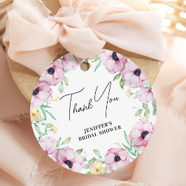 Etiquetas Para Lembrancinhas Obrigada por Anemone Floral Rosa no Chá de Noiva