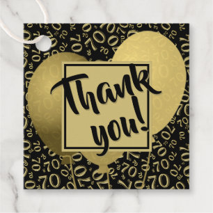 Etiquetas Para Lembrancinhas Obrigado 70 Padrão Dourado e preto SQ