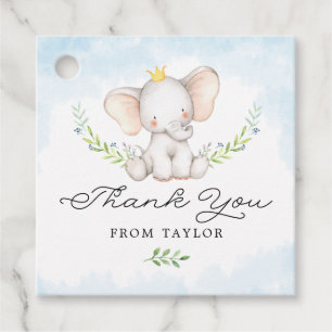 Etiquetas Para Lembrancinhas Obrigado azul bonito do elefante do bebê da