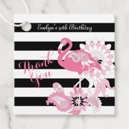 Etiquetas Para Lembrancinhas Obrigado Black and White Strike Pink Flamingo