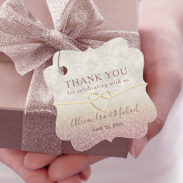 Etiquetas Para Lembrancinhas Obrigado Casamento Rosa Dourado Brilhante
