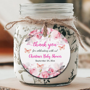Etiquetas Para Lembrancinhas Obrigado Chá de fraldas de Rosas Blush