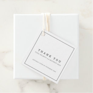 Etiquetas Para Lembrancinhas Obrigado cinzento mínimo do casamento do quadrado