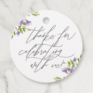 Etiquetas Para Lembrancinhas Obrigado comemorando connosco floral roxo