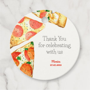Etiquetas Para Lembrancinhas Obrigado de aniversário de pizza de Watercolor
