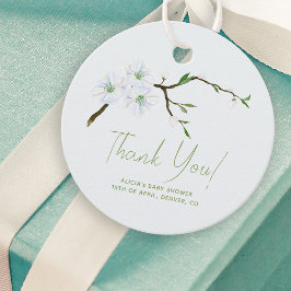 Etiquetas Para Lembrancinhas Obrigado de chá de fraldas azul-pastel floral