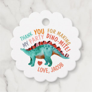 Etiquetas Para Lembrancinhas Obrigado Dino-Mite Watercolor Dinosaur