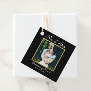 Etiquetas Para Lembrancinhas Obrigado elegante do casamento você ouro preto da