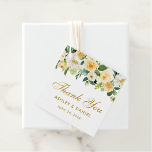 Etiquetas Para Lembrancinhas Obrigado floral branco amarelo do casamento você