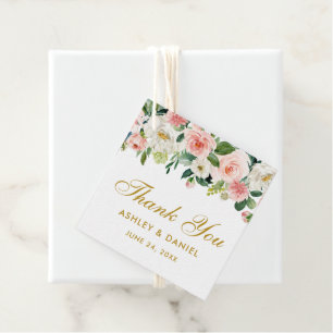 Etiquetas Para Lembrancinhas Obrigado floral branco cor-de-rosa do casamento