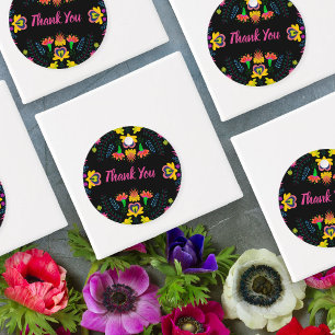Etiquetas Para Lembrancinhas Obrigado Mexicano Fiesta Party Flowers Black
