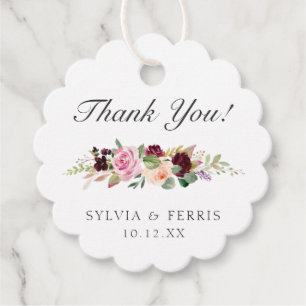 Etiquetas Para Lembrancinhas Obrigado Moody Plum Aquarela Floral Casamento