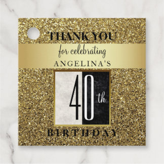 Etiquetas Para Lembrancinhas Obrigado pelo Aniversário de 40 anos Glitter Doura