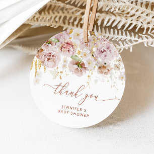 Etiquetas Para Lembrancinhas Obrigado pelo chá de bebê floral de jardim boêmio