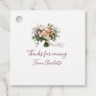 Etiquetas Para Lembrancinhas obrigado por vir bouquet floral verde azul nome mo