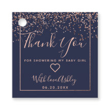 obrigado rosa gold confetti marinho azul chá de f