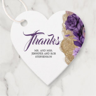 Etiquetas Para Lembrancinhas Obrigado roxo e Dourado escuro do casamento do