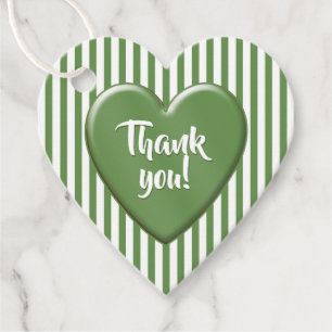 Etiquetas Para Lembrancinhas Obrigado Simples Stripes Padrão Coração Verde/B