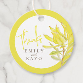 Etiquetas Para Lembrancinhas Obrigados a favor da aquarela de conebush amarelo