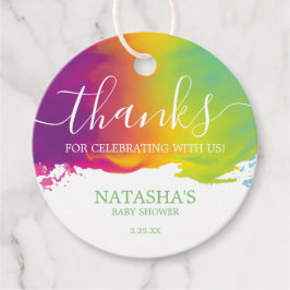 Etiquetas Para Lembrancinhas Obrigados, Rainbow Watercolor Paint Splatter, Verd