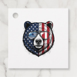Etiquetas Para Lembrancinhas Óculos de Sol do Urso Patriota Camisa Vector Vinta