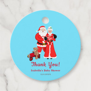 Etiquetas Para Lembrancinhas Oh Baby Santa e Sra. Claus Chá de Bebê Obrigado