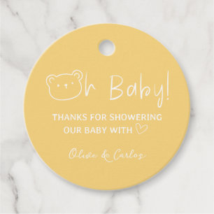 Etiquetas Para Lembrancinhas Oh Bebê Urso e Coração Obrigado Chá de fraldas