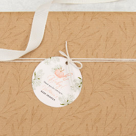 Etiquetas Para Lembrancinhas Oh chá de fraldas floral de abóbora rosa-bebê