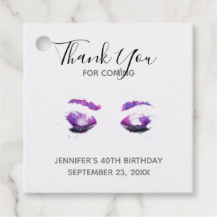 Etiquetas Para Lembrancinhas Olhos Roxos Glamorosos e Irmãs Aquarela Obrigado