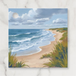 Etiquetas Para Lembrancinhas Ondas do Oceano | Pintura Costeira de Praia
