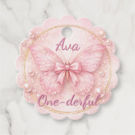 Etiquetas Para Lembrancinhas One-derful Pink Butterfly 1st Birthday Favor Tag