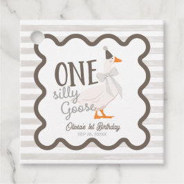 Etiquetas Para Lembrancinhas One Silly Goose Beige Bow 1st Birthday